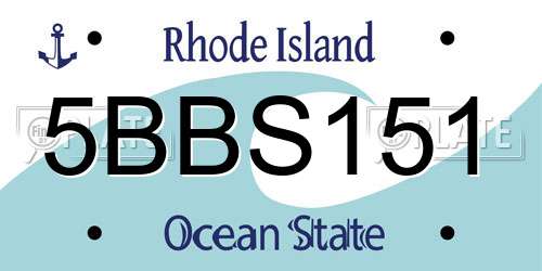 5BBS151 Rhode Island License Plate