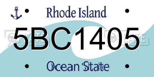 5BC1405 Rhode Island License Plate