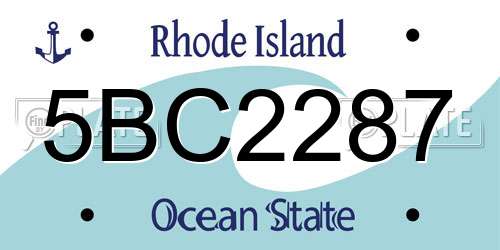5BC2287 Rhode Island License Plate