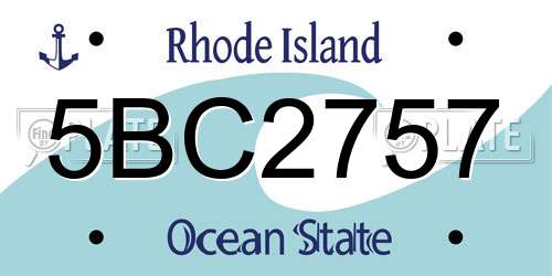 5BC2757 Rhode Island License Plate