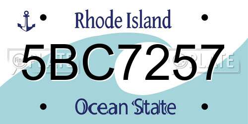 5BC7257 Rhode Island License Plate