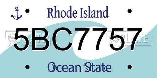 5BC7757 Rhode Island License Plate