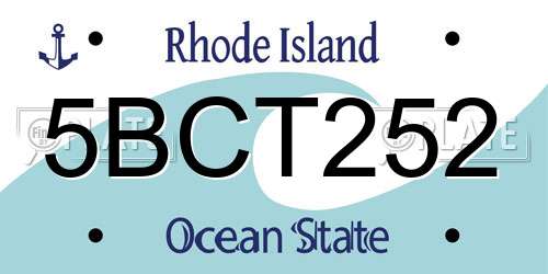 5BCT252 Rhode Island License Plate