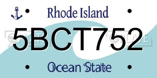 5BCT752 Rhode Island License Plate