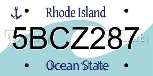 5BCZ287 Rhode Island License Plate