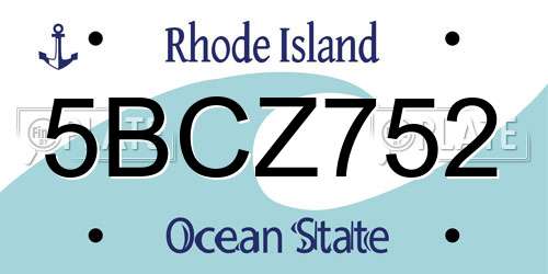 5BCZ752 Rhode Island License Plate