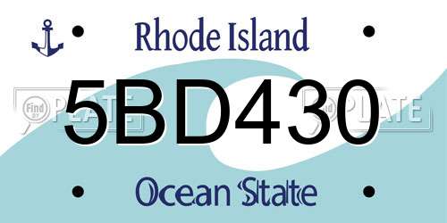 5BD430 Rhode Island License Plate
