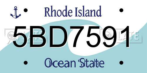 5BD7591 Rhode Island License Plate