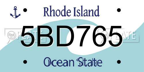 5BD765 Rhode Island License Plate