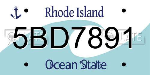 5BD7891 Rhode Island License Plate