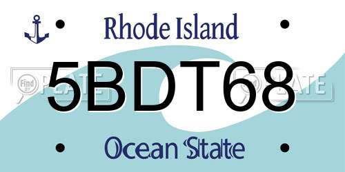 5BDT68 Rhode Island License Plate