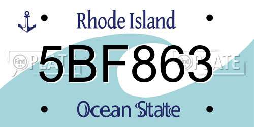 5BF863 Rhode Island License Plate