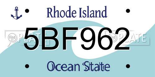5BF962 Rhode Island License Plate