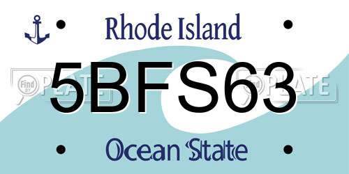 5BFS63 Rhode Island License Plate