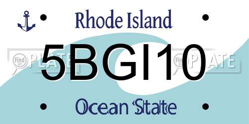 5BGI10 Rhode Island License Plate