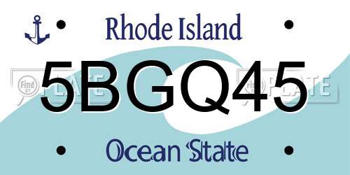 5BGQ45 Rhode Island License Plate