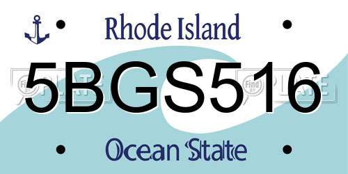 5BGS516 Rhode Island License Plate