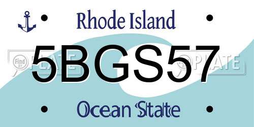 5BGS57 Rhode Island License Plate