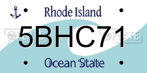 5BHC71 Rhode Island License Plate