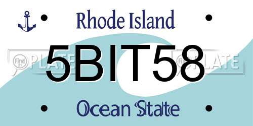5BIT58 Rhode Island License Plate