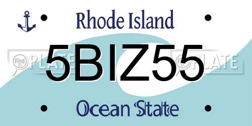 5BIZ55 Rhode Island License Plate