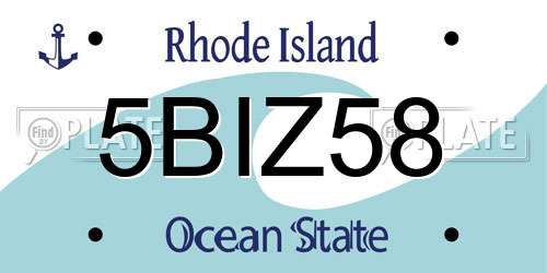 5BIZ58 Rhode Island License Plate