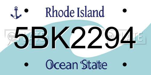 5BK2294 Rhode Island License Plate