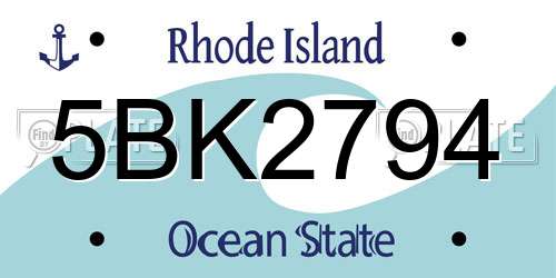 5BK2794 Rhode Island License Plate