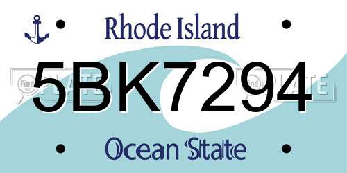 5BK7294 Rhode Island License Plate