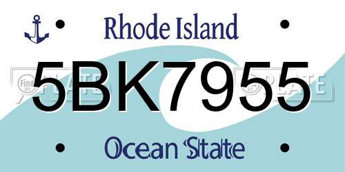 5BK7955 Rhode Island License Plate
