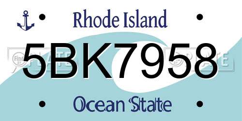 5BK7958 Rhode Island License Plate