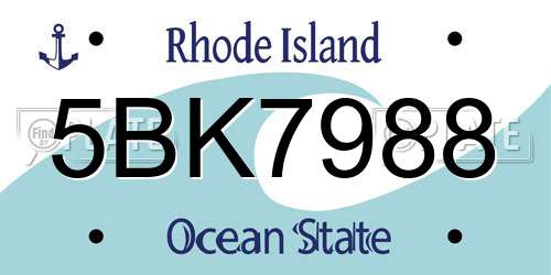 5BK7988 Rhode Island License Plate