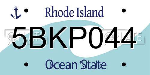 5BKP044 Rhode Island License Plate