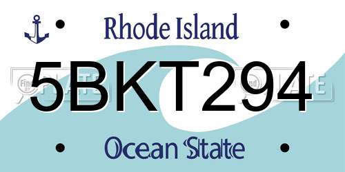 5BKT294 Rhode Island License Plate