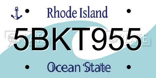 5BKT955 Rhode Island License Plate