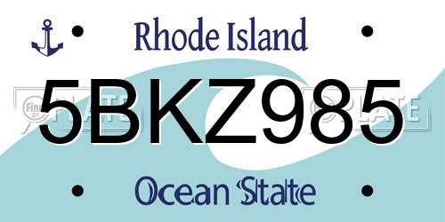 5BKZ985 Rhode Island License Plate