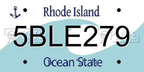 5BLE279 Rhode Island License Plate