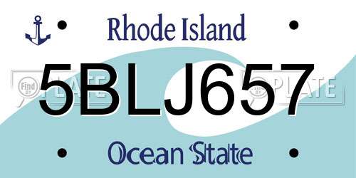 5BLJ657 Rhode Island License Plate