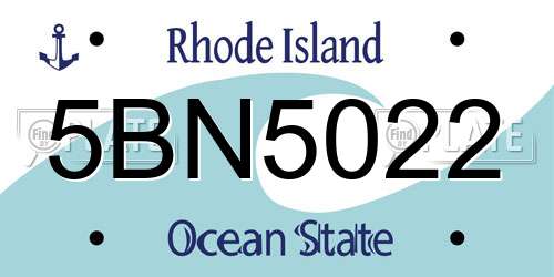 5BN5022 Rhode Island License Plate