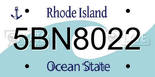 5BN8022 Rhode Island License Plate