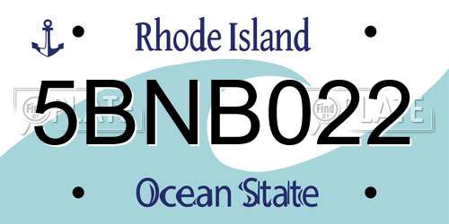 5BNB022 Rhode Island License Plate