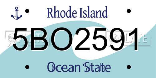 5BO2591 Rhode Island License Plate