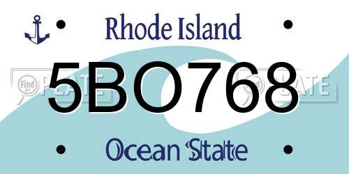 5BO768 Rhode Island License Plate