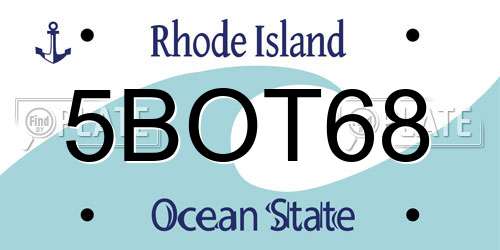 5BOT68 Rhode Island License Plate
