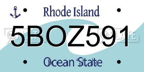 5BOZ591 Rhode Island License Plate