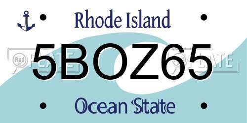 5BOZ65 Rhode Island License Plate