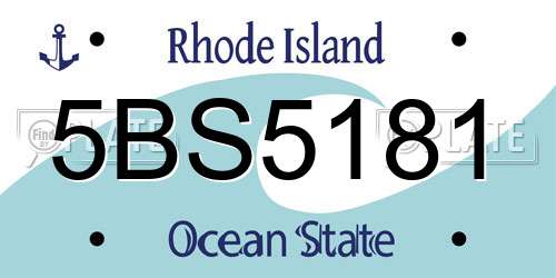 5BS5181 Rhode Island License Plate