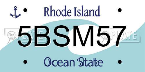 5BSM57 Rhode Island License Plate