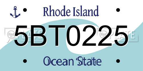 5BT0225 Rhode Island License Plate