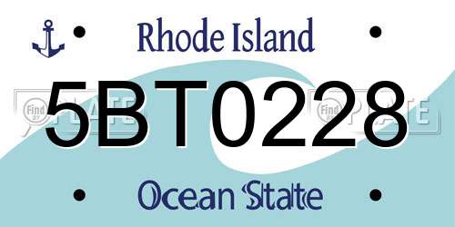 5BT0228 Rhode Island License Plate